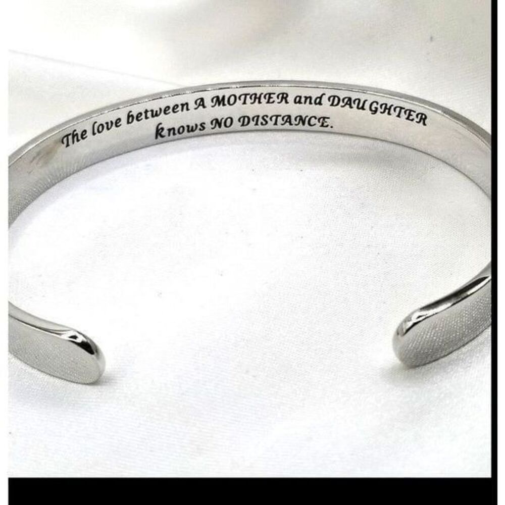 Stainless steel ingraved daughter Inspirational open cuff bracelet.